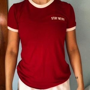 Red T-shirt "Stay Weird"
